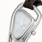 Watch with leather and metal